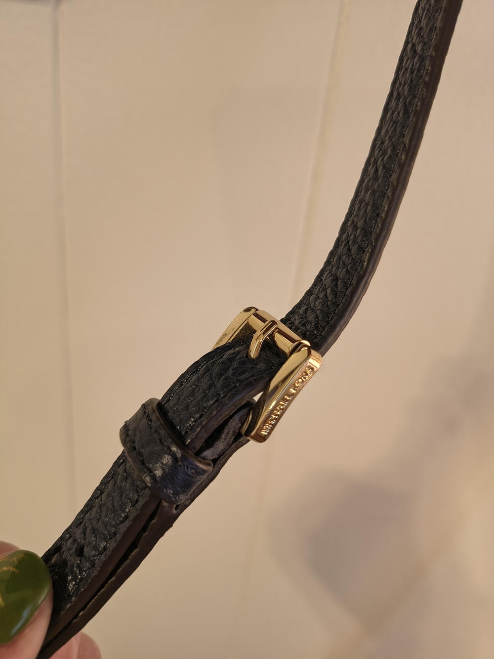 Michael Michael Kors Navy Pebbled Leather Crossbody with Tassel and Gold Chain - Picture 5 of 8